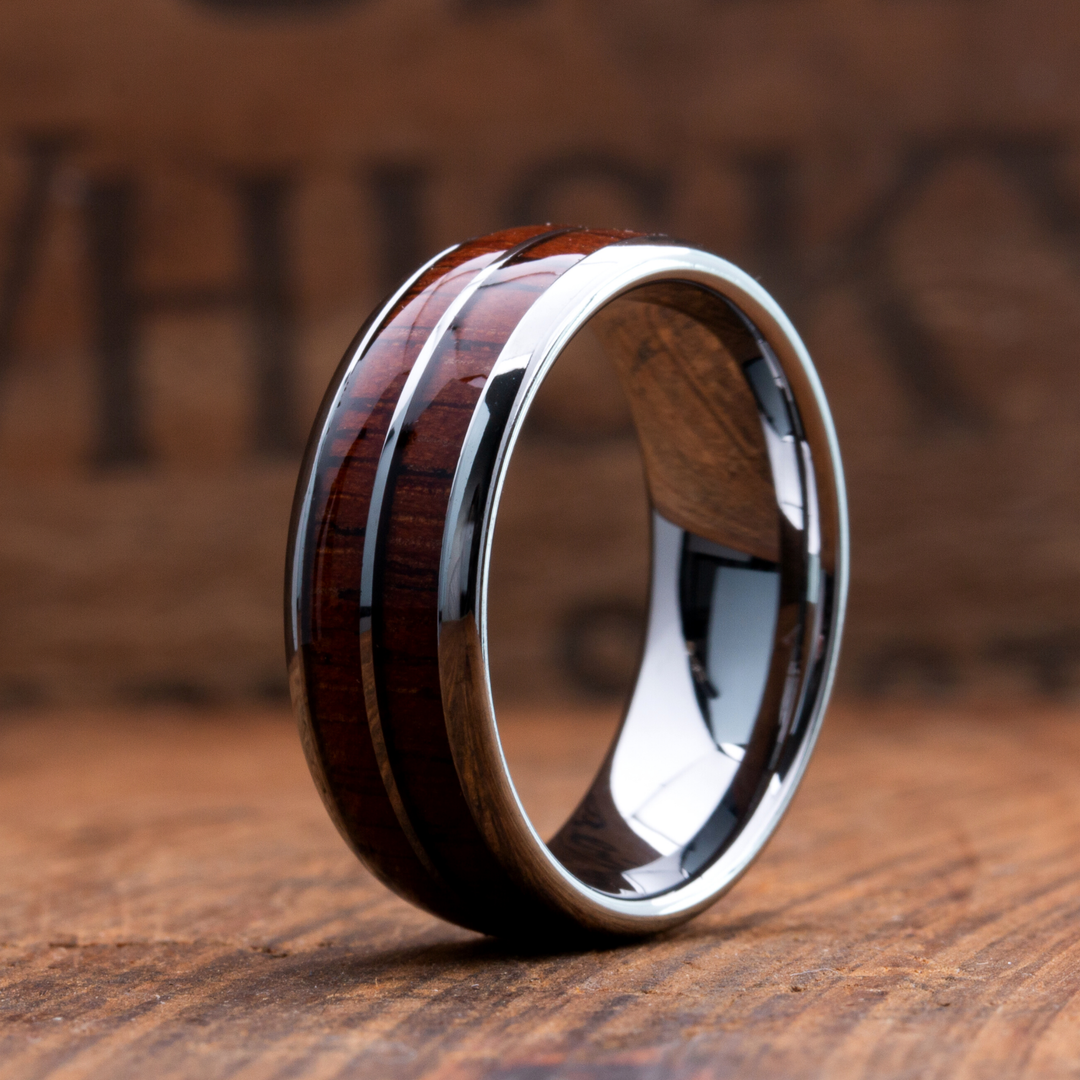 Silver Wood Barrel Ring