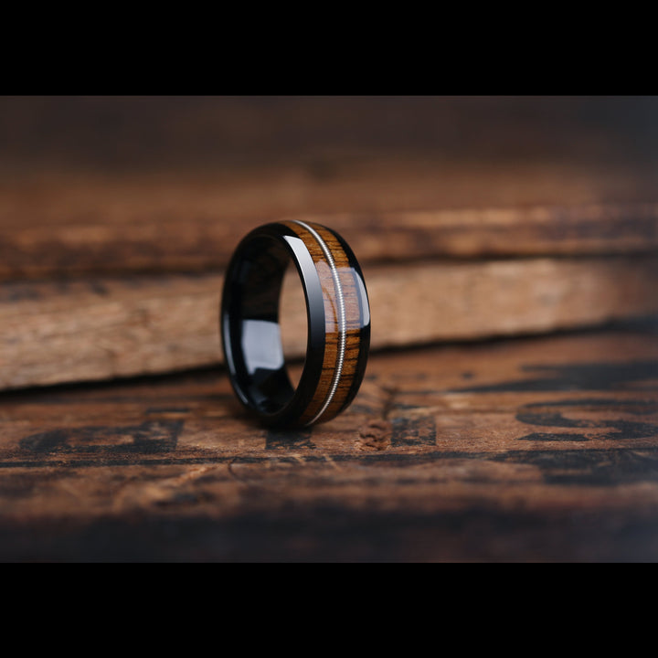 Men's Black Guitar String Wedding Band