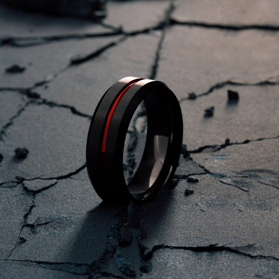 The Thin Red Line Ring - Men's Fire Fighter Wedding Band