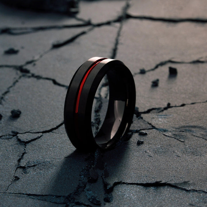 The Thin Red Line Ring - Men's Fire Fighter Wedding Band