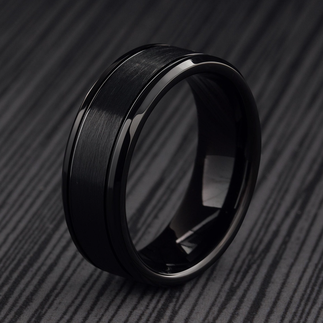 Men's Modern Black Wedding Ring
