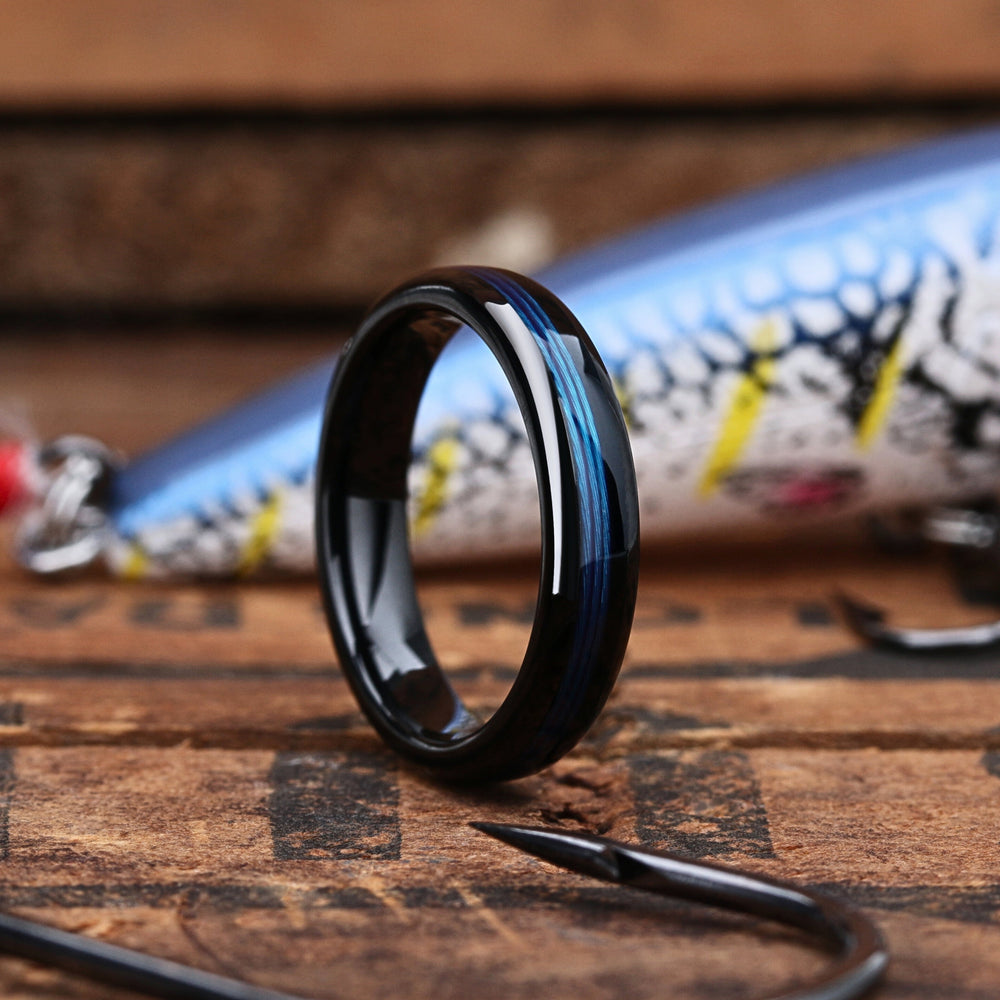 Women's Matching fishing line wedding band for the Reelmasters Catch