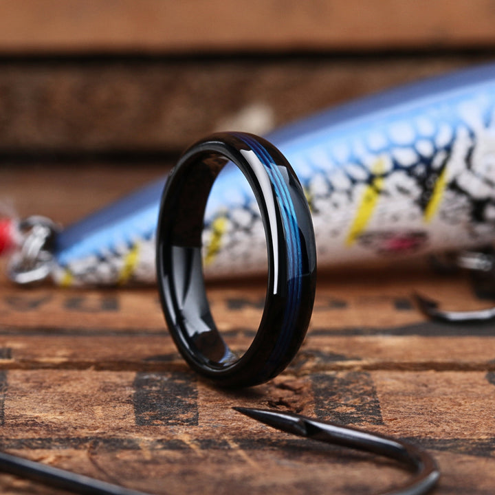 Women's Matching fishing line wedding band for the Reelmasters Catch