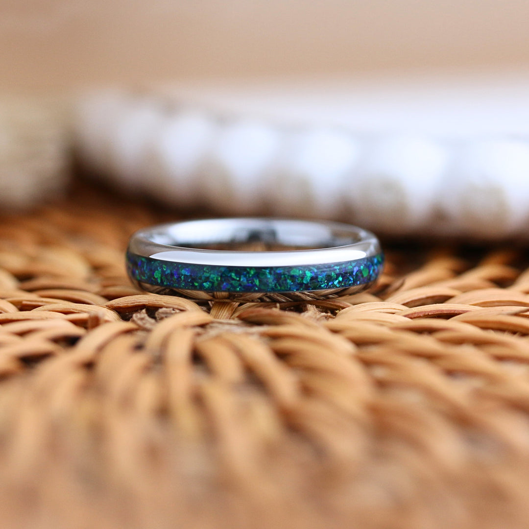 Women's Aqua and Opal Wedding Band