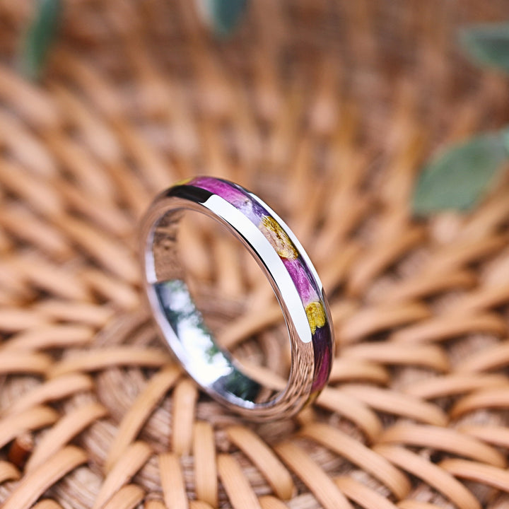 Women's Floral Ring \ Women's Floral Tungsten Ring - Promise Ring, 4