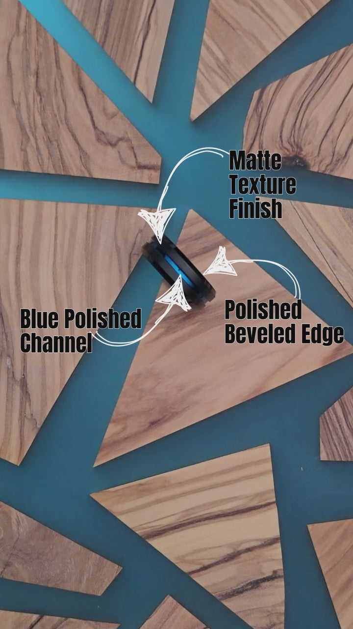 Men's Blue and Black Wedding Band