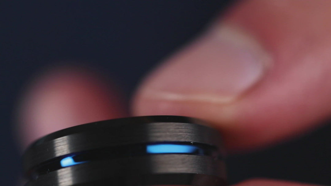 The Thin Blue Line Wedding Band | Men Black and Blue Wedding Band