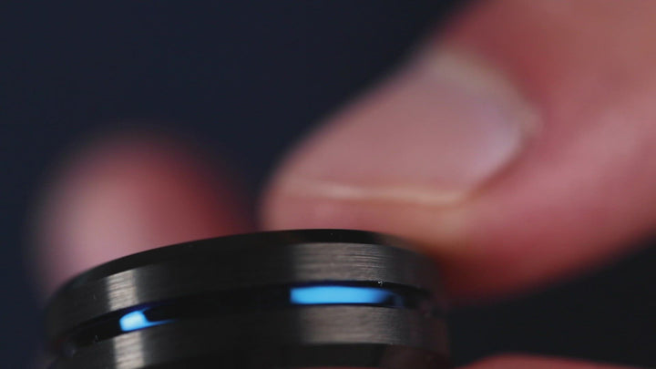 The Thin Blue Line Wedding Band | Men Black and Blue Wedding Band