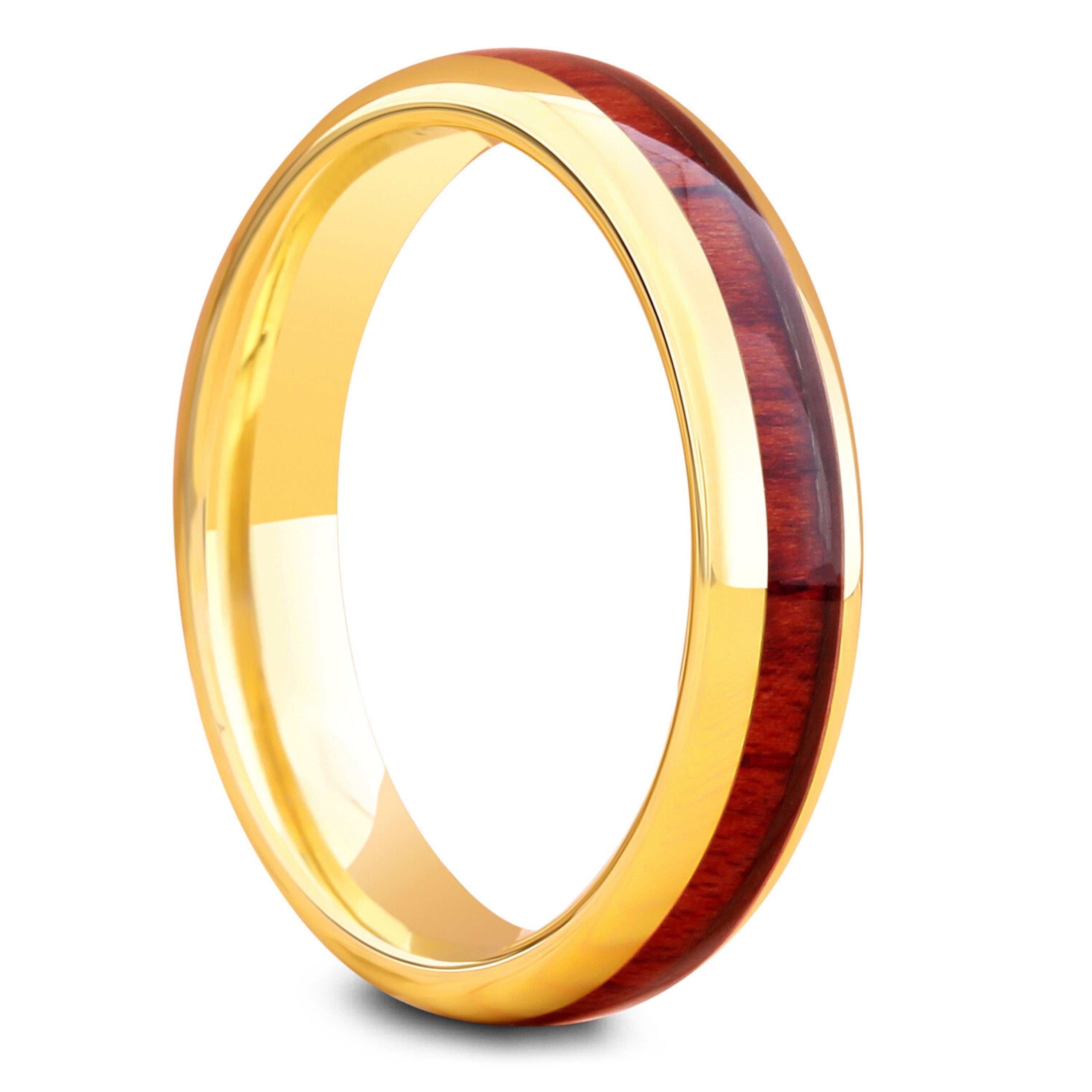 Wood Class - Yellow Gold & Rosewood Ring (4mm)