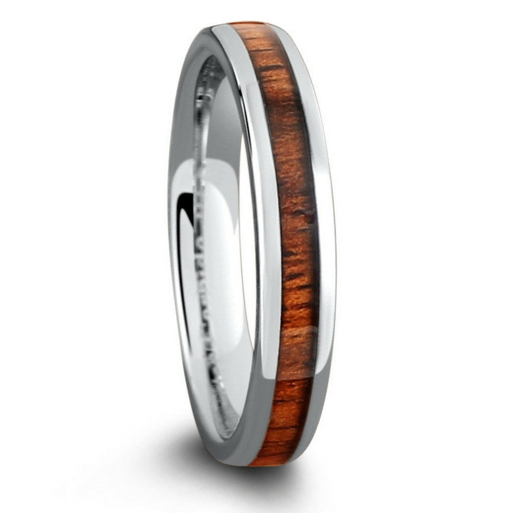 4mm Tungsten Wood Wedding Band - Oval Profile
