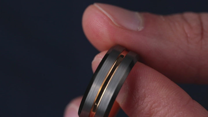 Men's Rose Gold, Silver, and Black Wedding Band | Men's Classy Yet Modern Wedding Band