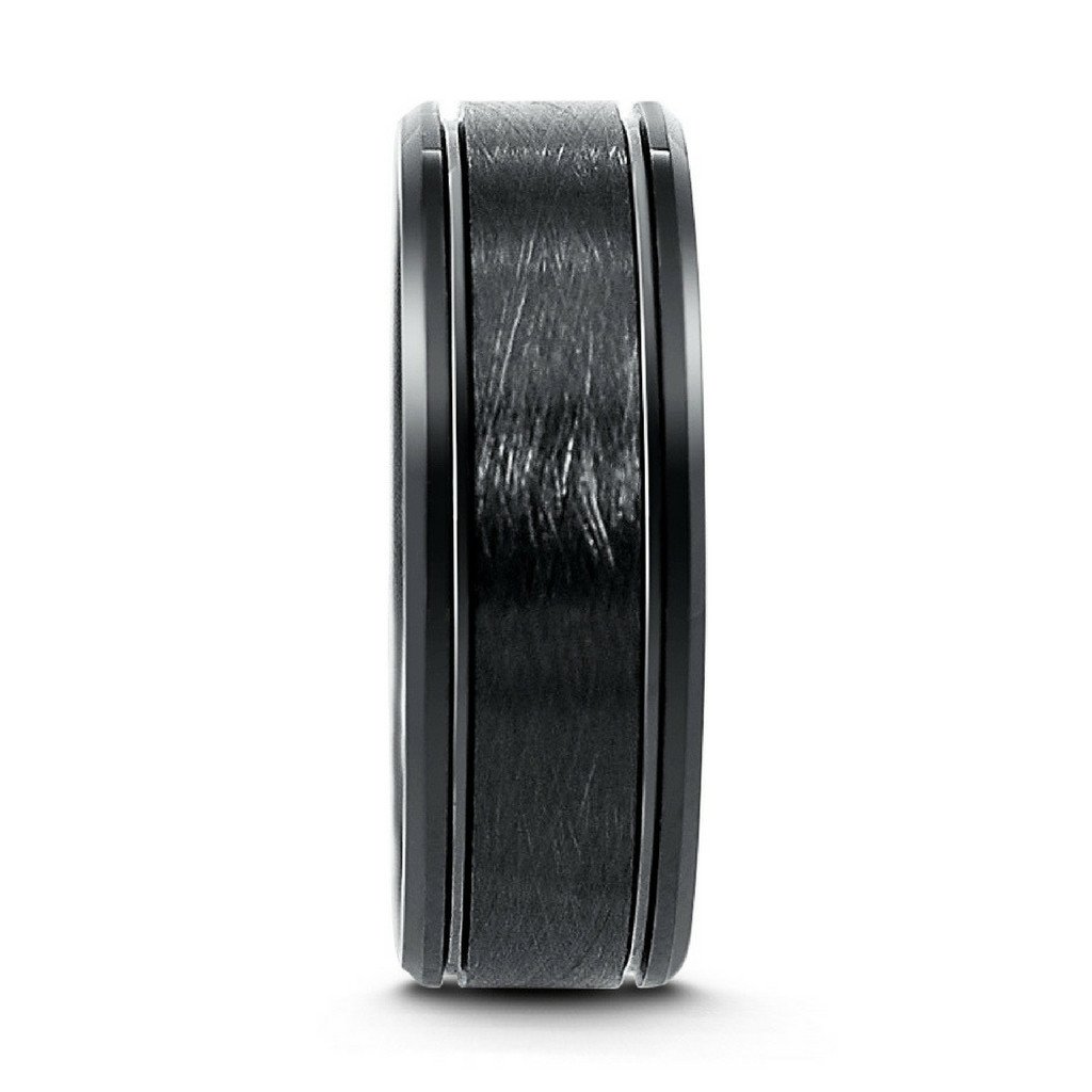8mm Mens Black Brushed Tungsten Wedding Band