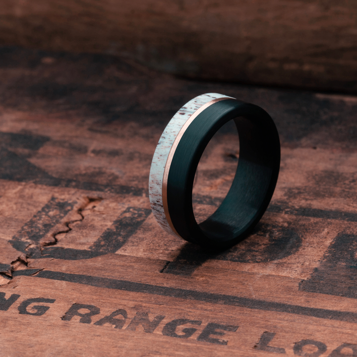 Men's Black Deer Antler Wedding Ring