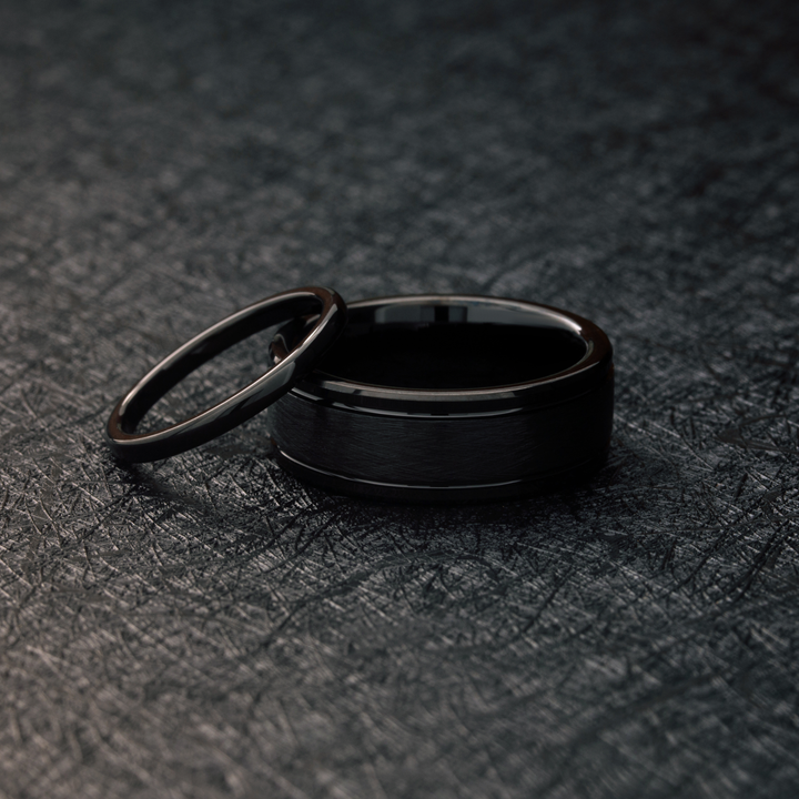 His and Her all Black Wedding Ring Set | His and Her Wedding Ring Set 2