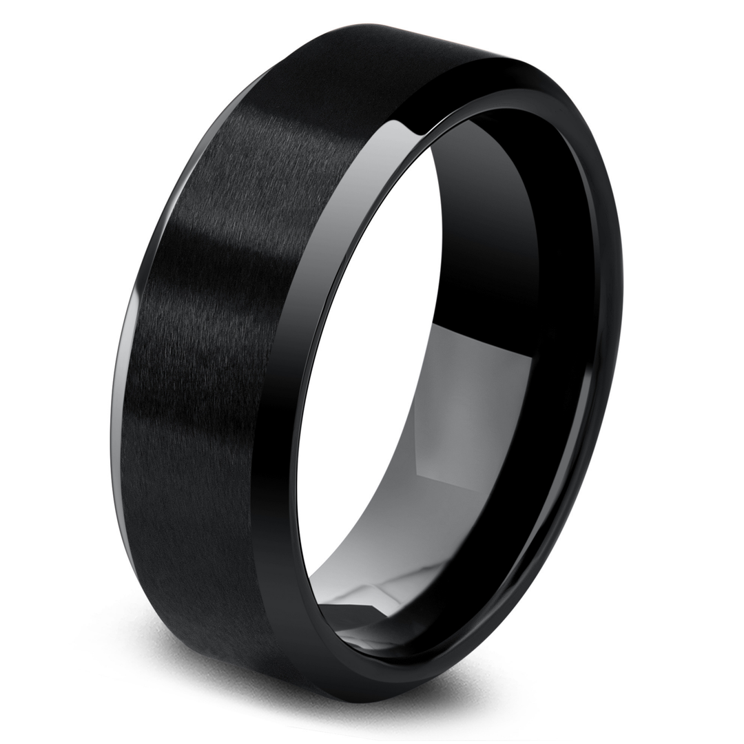 Men's Modern Titanium Wedding Band In Black