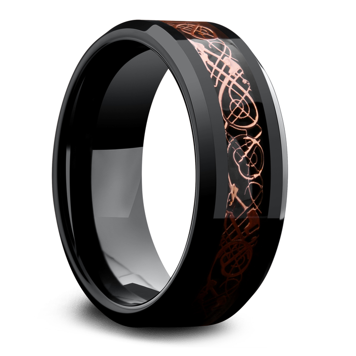 Men's Celtic Wedding Band | Black and Rose Gold