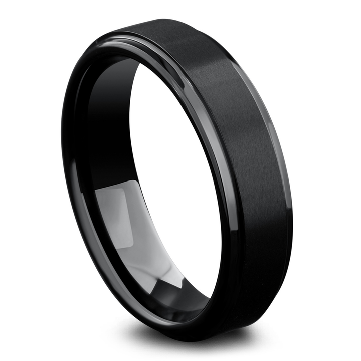 Men's Modern Titanium Wedding Band - Men's Black Titanium Wedding Band