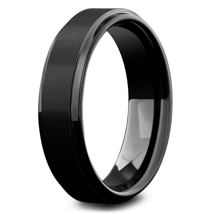 Men's Black Titanium Wedding Band 6mm in width
