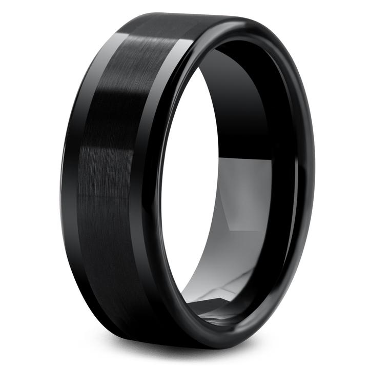 Men's Modern Wedding band With Brushed Textured Stripe