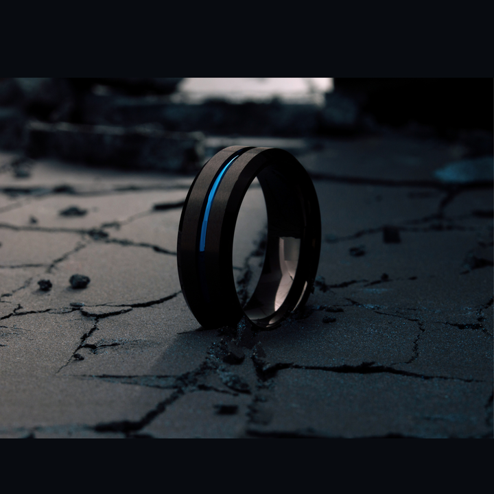 Men's Black and Blue Wedding Band | Men's Wedding Bands | Men's Modern Wedding Band