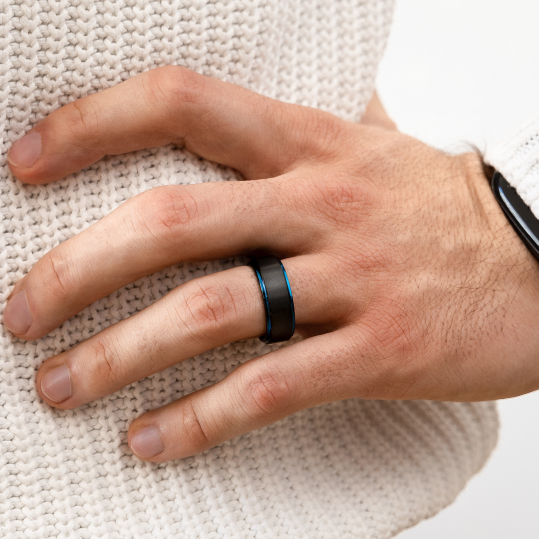 Men's Antrim | Men's Black and Blue Wedding Band