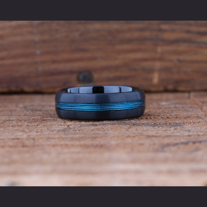 Men's Black and Blue Fishing Line Wedding Ring