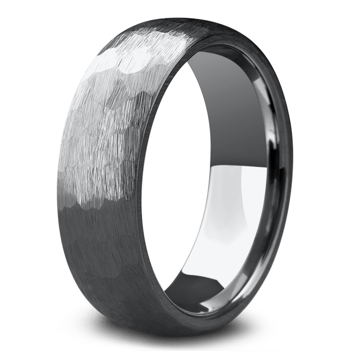 Mens Silver Hammered Wedding Band