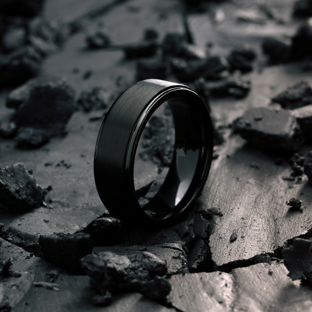 Men's Black Wedding Band | Modern Men's Wedding Band All Black