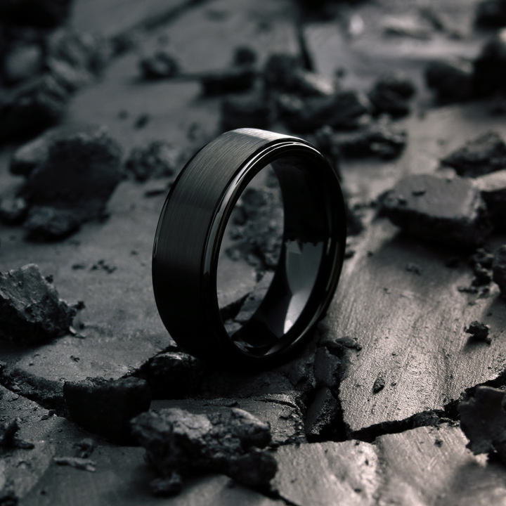 Men's Black Wedding Band | Modern Men's Wedding Band All Black