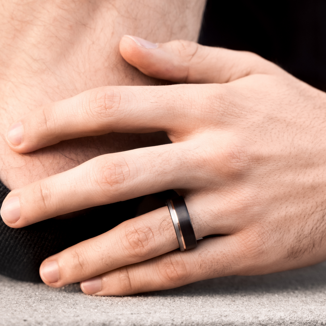 Men's Modern Wedding Band | Men's Modern Rose Gold Wedding Band
