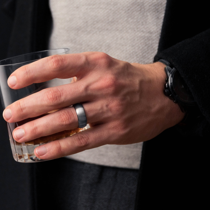 Men's Wedding Ring Silver and Black