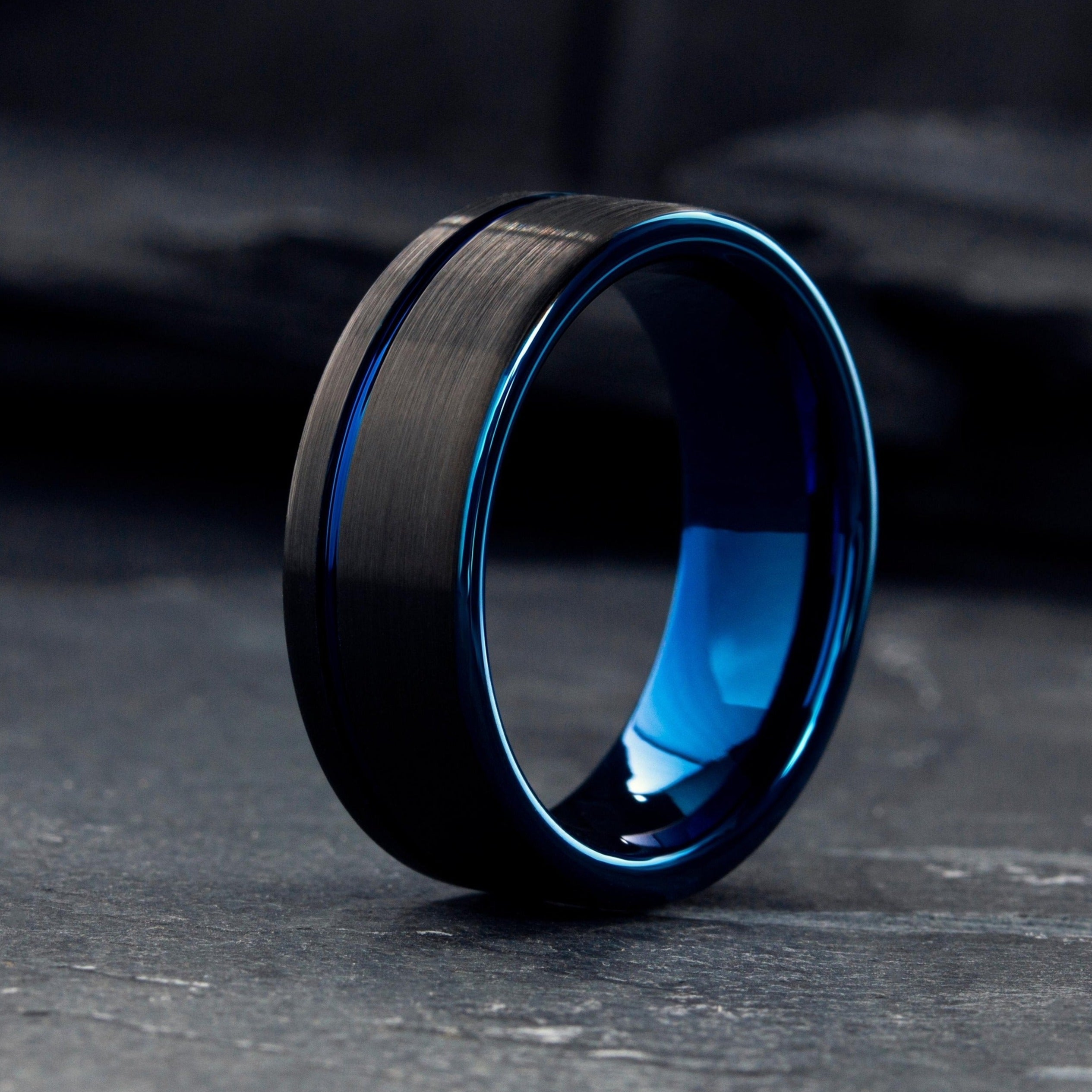 Blue Crush | Men's Black & Blue Wedding Band | Men's Wedding Band