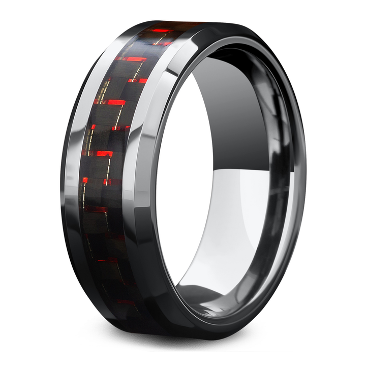 Men's Red Carbon Fiber Wedding Band