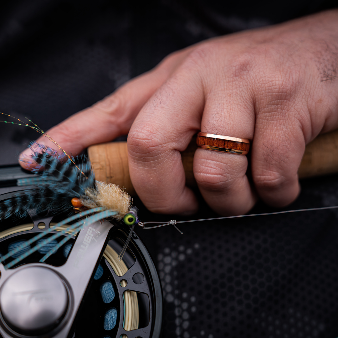 Rose Gold and Wood Wedding Ring - Men's Wedding Ring