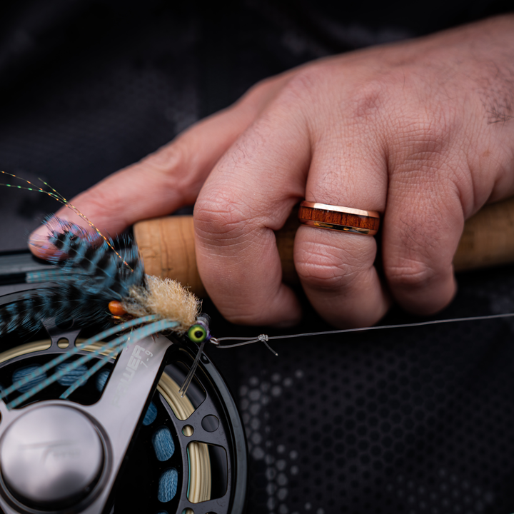 Rose Gold and Wood Wedding Ring - Men's Wedding Ring