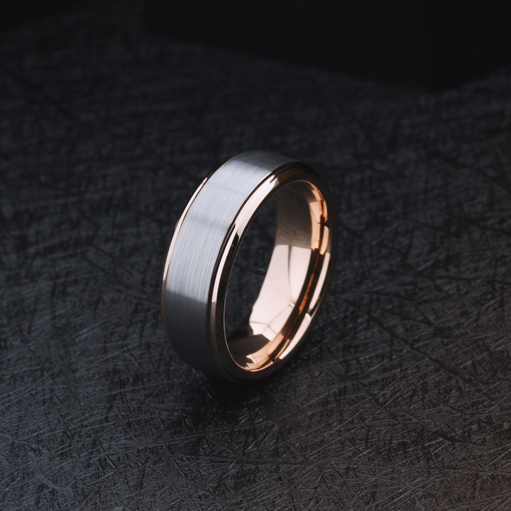 Men's Rose Gold and Silver Wedding Band | Add Engraving