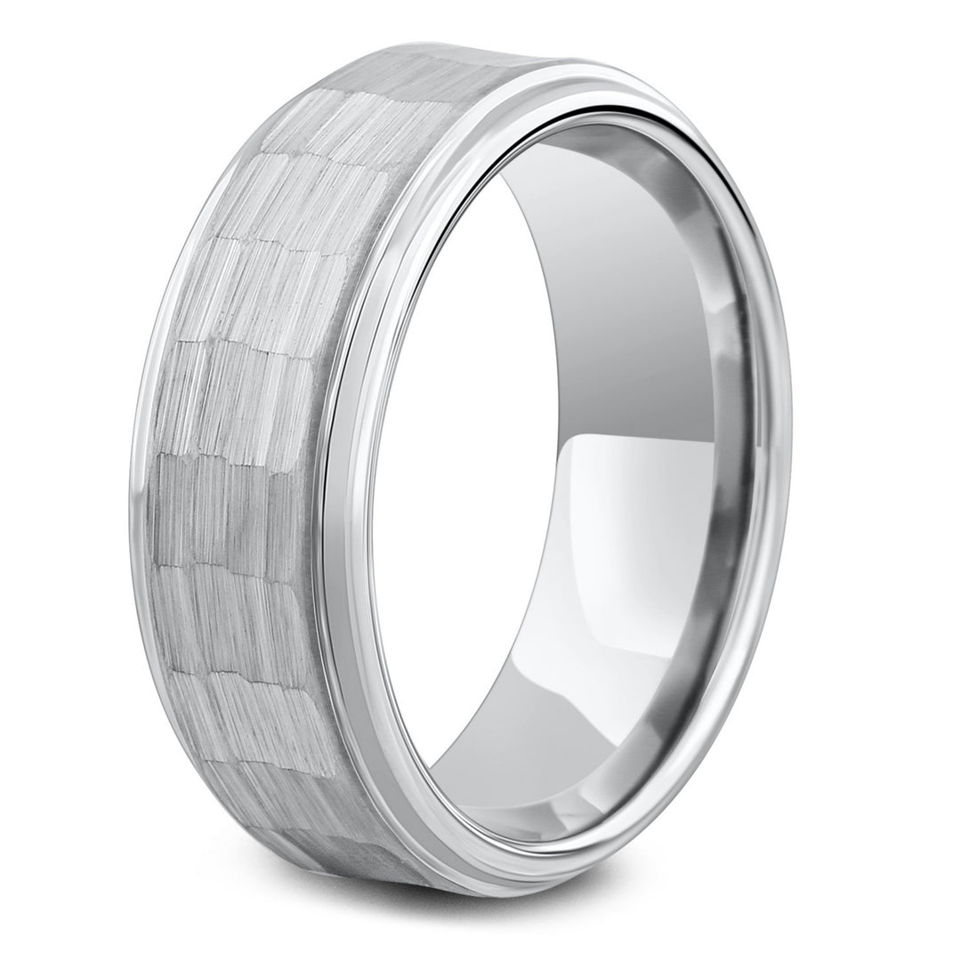 Mens Rustic Hammered Wedding Ring