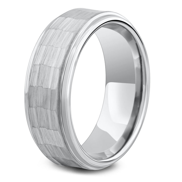 Mens Rustic Hammered Wedding Ring