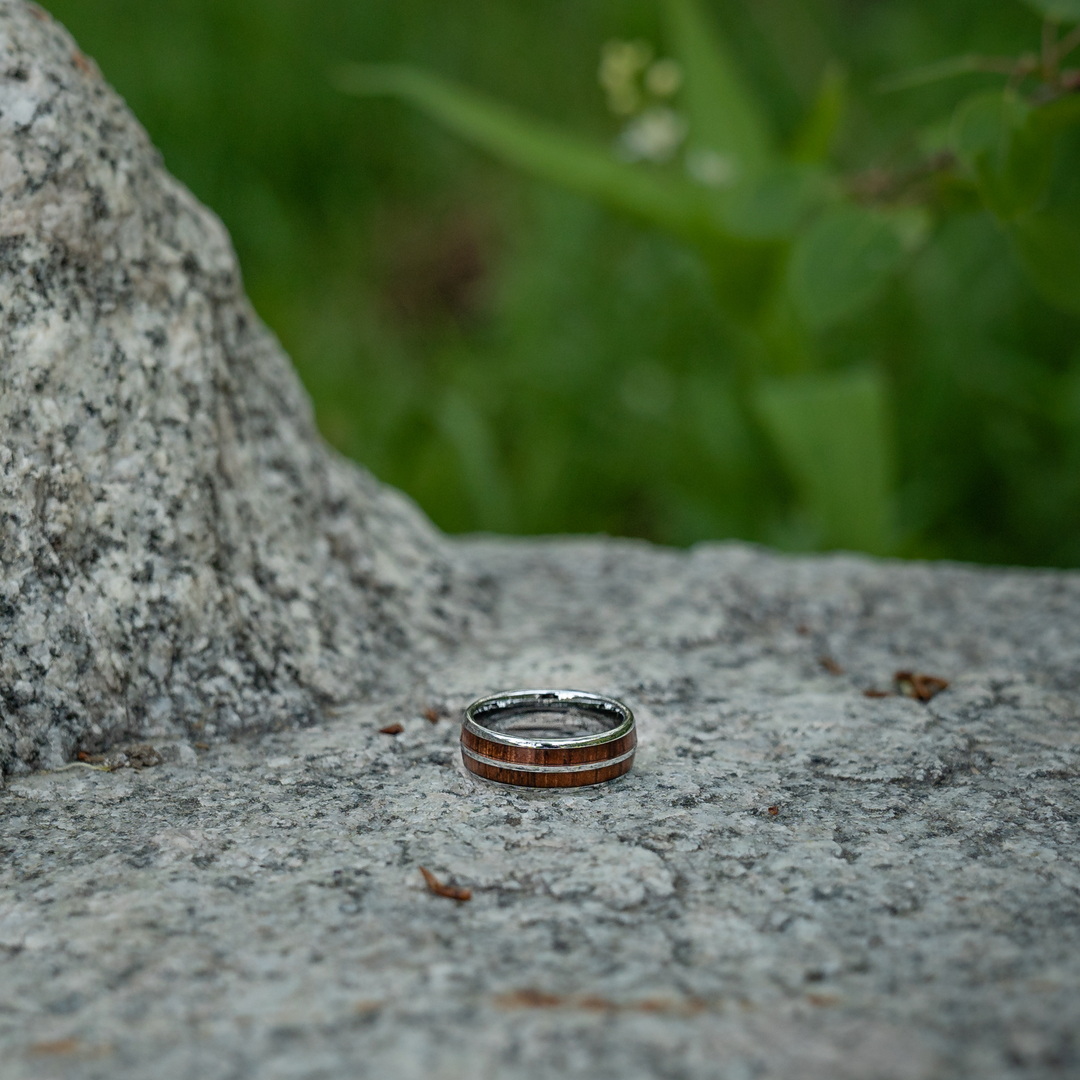 Silver Wood Barrel Ring