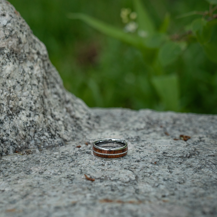 Silver Wood Barrel Ring