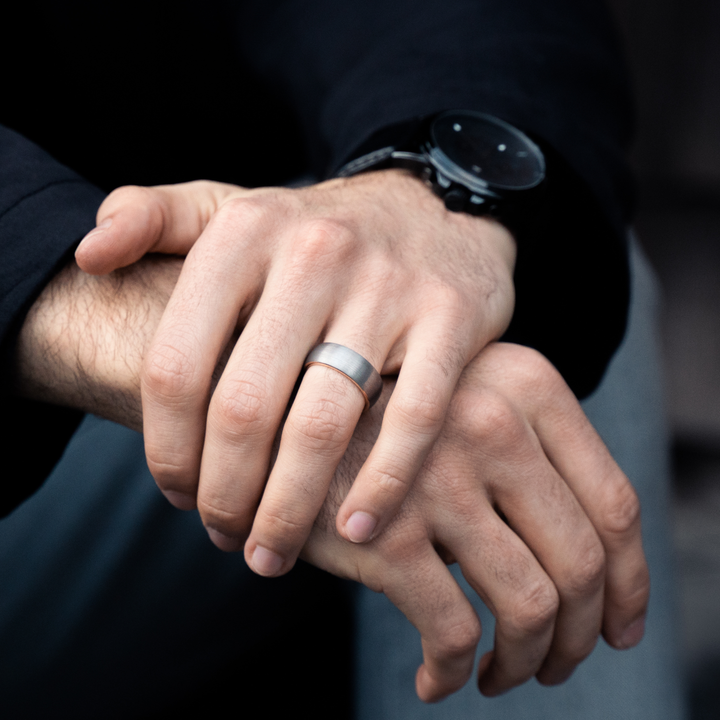 Men's Silver and Rose Gold Wedding Band 2