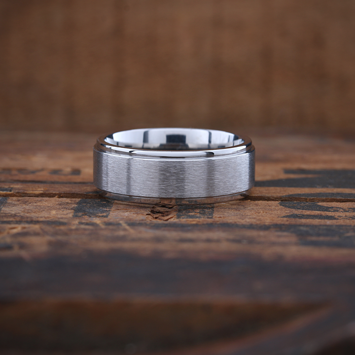 8mm Titanium Ring With Polished Outer Edges and a Matte Center