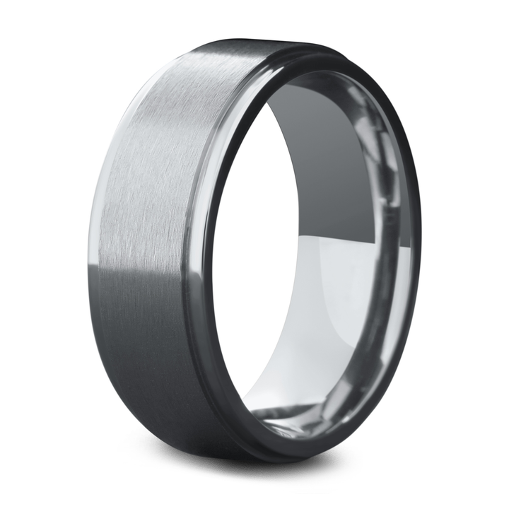 8mm Titanium Ring With Polished Outer Edges and a Matte Center