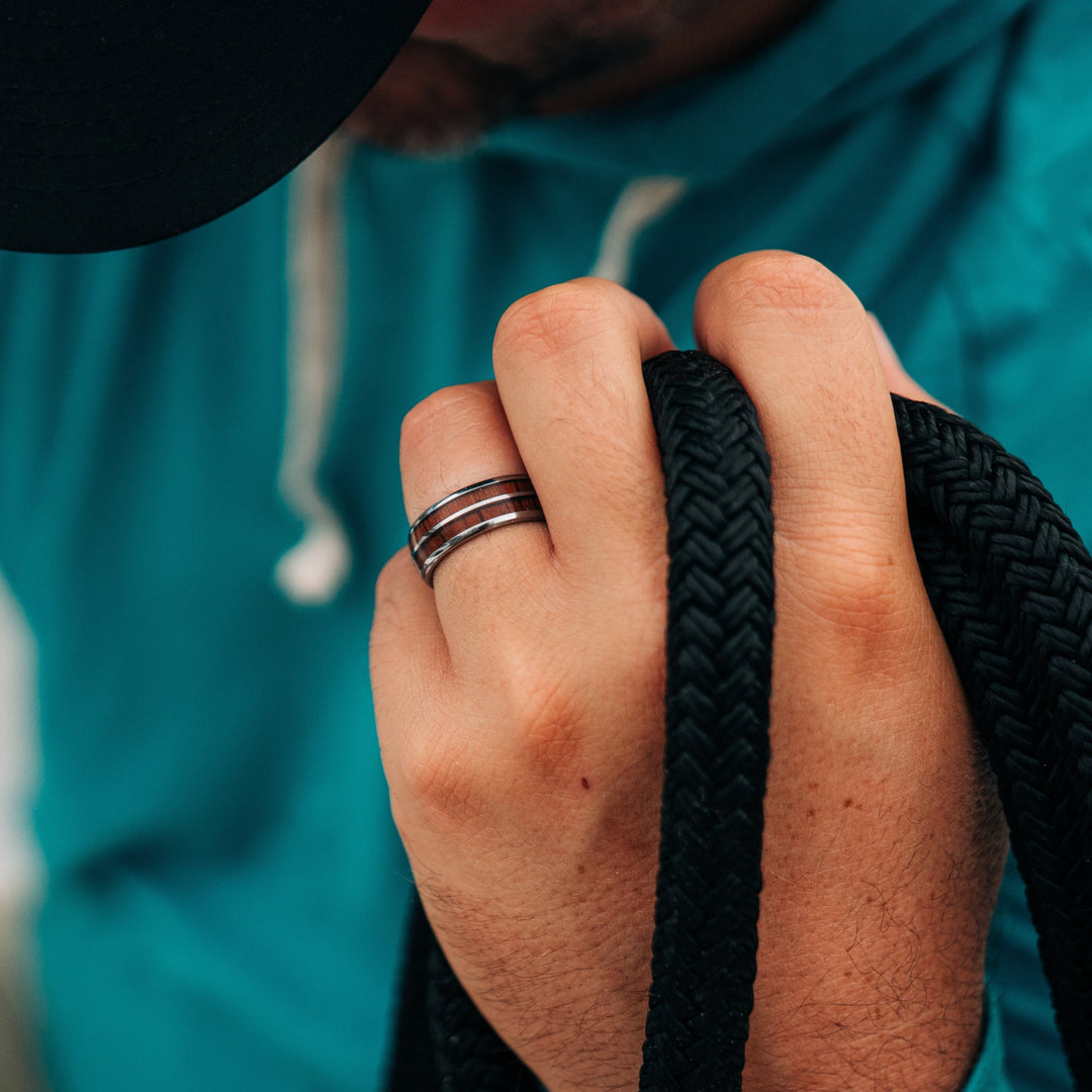 Men's Whisky Barrel Wedding Ring - Silver