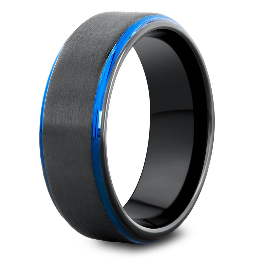 Men's Black and Blue Wedding Ring