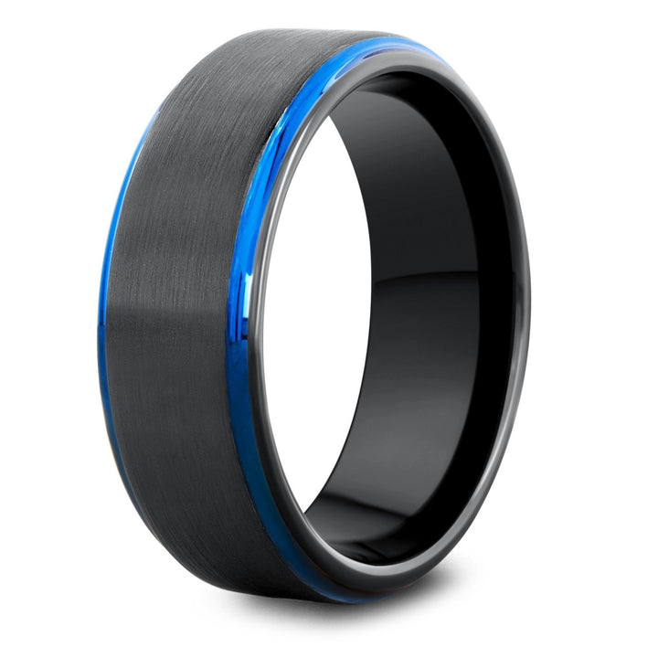 Men's Black and Blue Wedding Ring