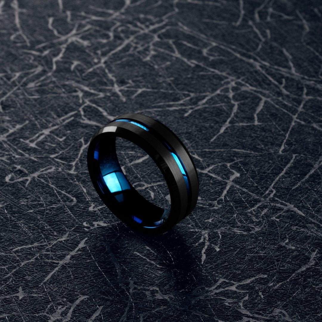 Men's Unique Blue Wedding Band