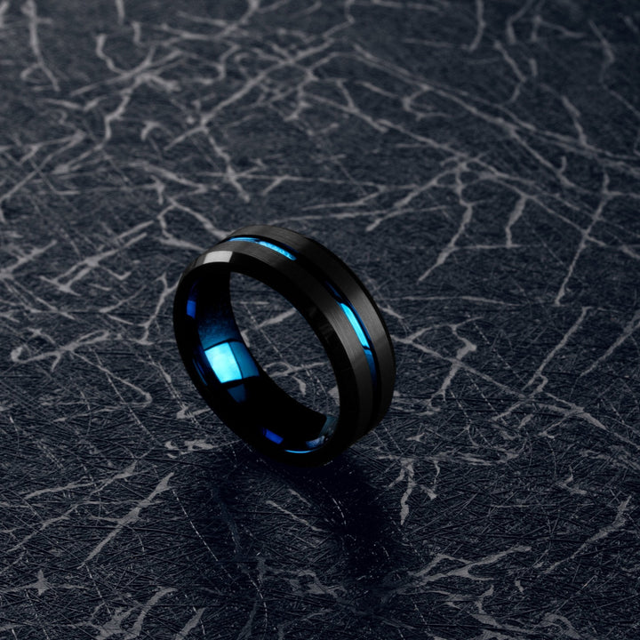Men's Unique Blue Wedding Band