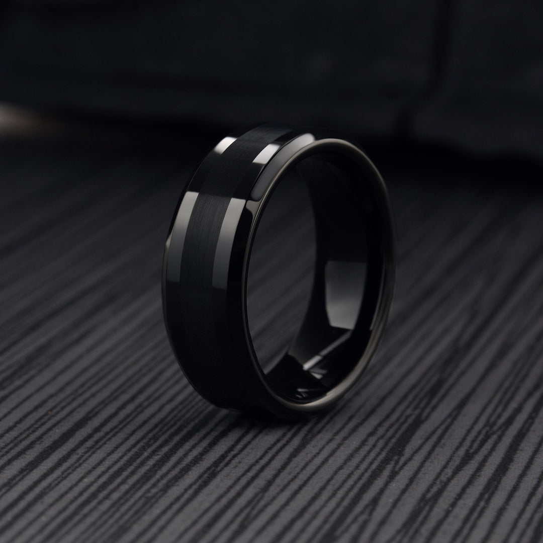 Men's Modern Black Wedding Ring