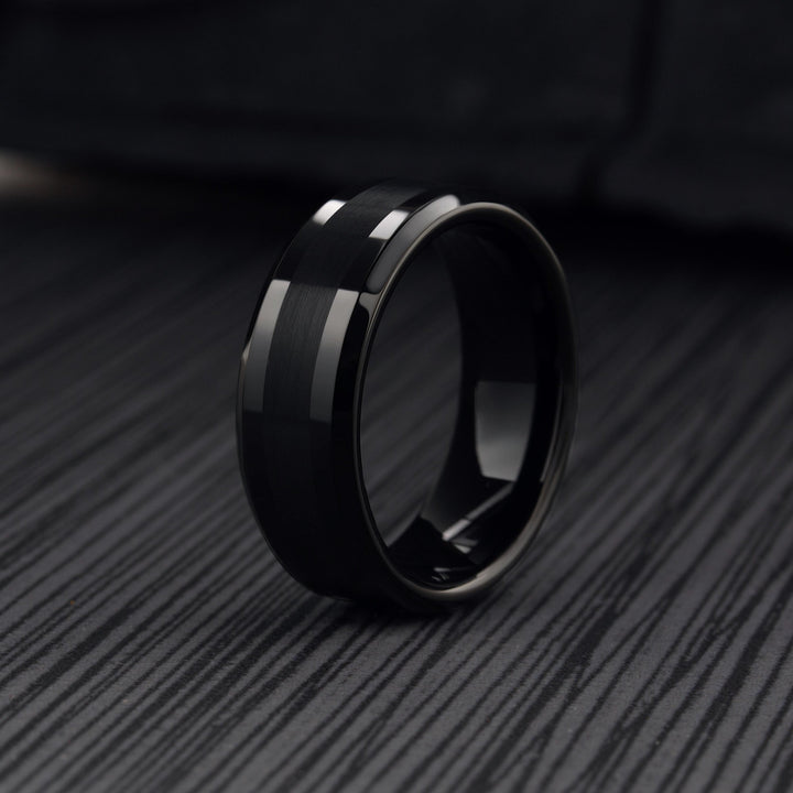Men's Modern Black Wedding Ring